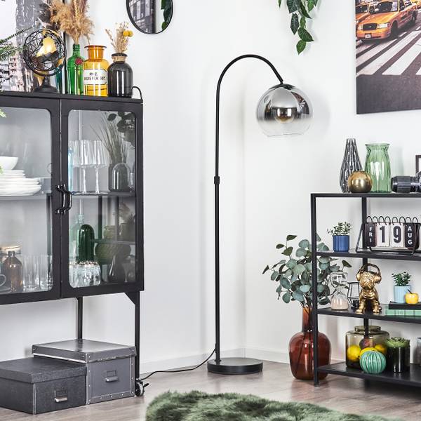 Stehlampe Cesaro Grau - Silber - Metall - 11 x 141 x 105 cm