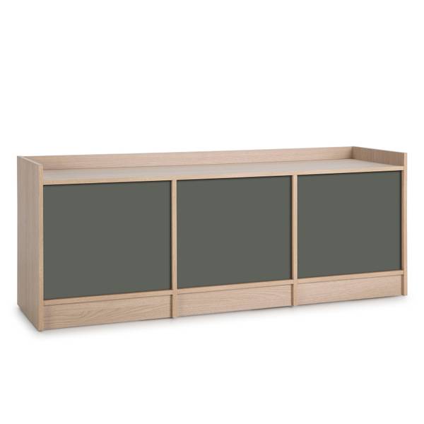 Meuble TV Moscú 3 Portes Gris - Bois manufacturé - 139 x 54 x 41 cm