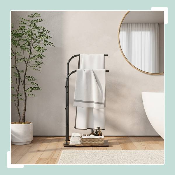 Porte-serviettes industriel tablette Noir - Marron - Acier - 40 x 81 x 24 cm
