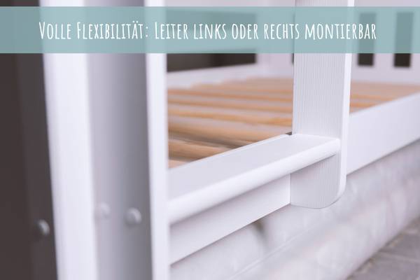 Hochbett Joel Weiß - Holzwerkstoff - Massivholz - 90 x 160 x 200 cm