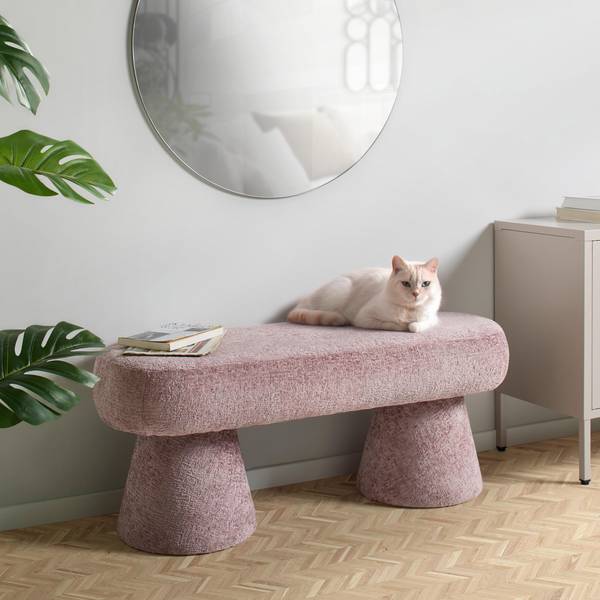 Sitzbank MONTY Pink - Holzwerkstoff - Textil - 98 x 40 x 37 cm