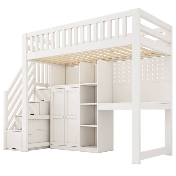 Hochbett K-1789 Weiß - Holzwerkstoff - 97 x 170 x 253 cm