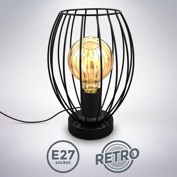 Tischlampe Retrodesign BKL1463 Schwarz - ABS - 18 x 26 x 18 cm