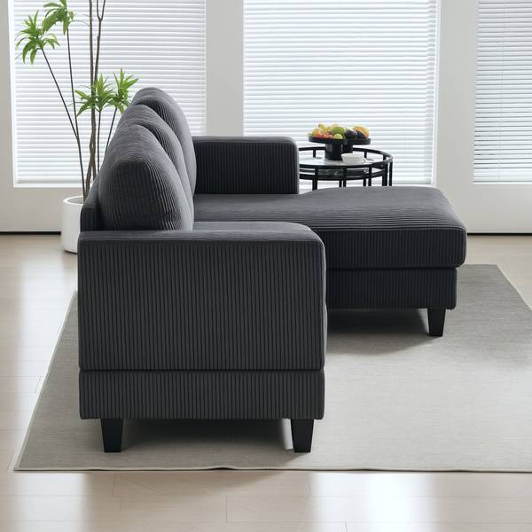 Ecksofa 83B-242V00CG Grau - Cord - 134 x 87 x 214 cm