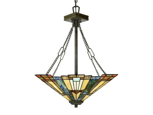 LED Tiffany Stil Pendelleuchte, Ø44,5cm Beige - Blau - Braun - Grün - Rot - Gelb - Farbglas - Mosaik - 45 x 65 x 45 cm