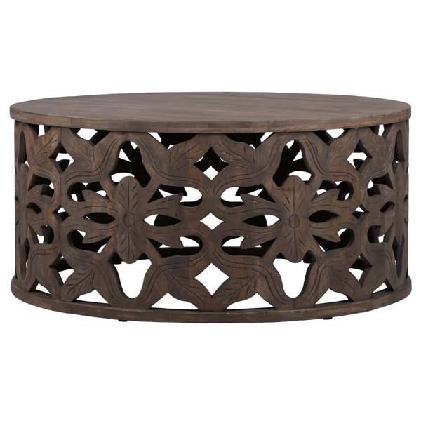 Couchtisch CHENGDU Braun - Samt - Mango - 100 x 45 x 100 cm