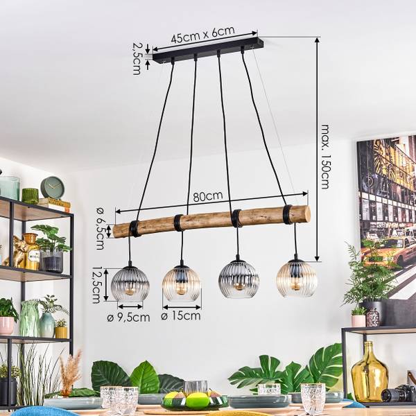 Pendelleuchte Cesaro Grau - Gelb - Holzwerkstoff - Metall - 14 x 7 x 82 cm