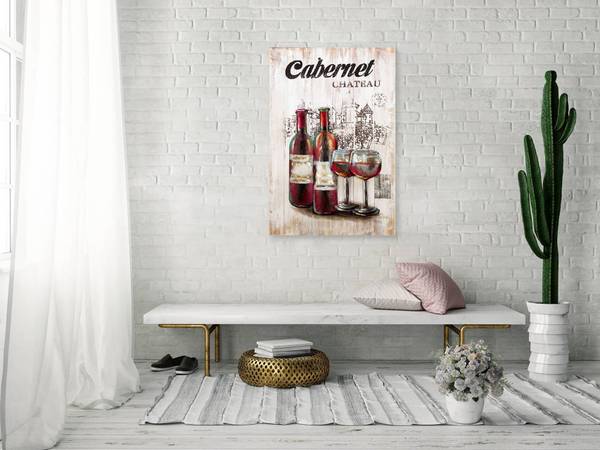 Holzbild Lebensstil & Mode Sin Beige - Rot - Metall - Holz teilmassiv - 60 x 90 x 5 cm