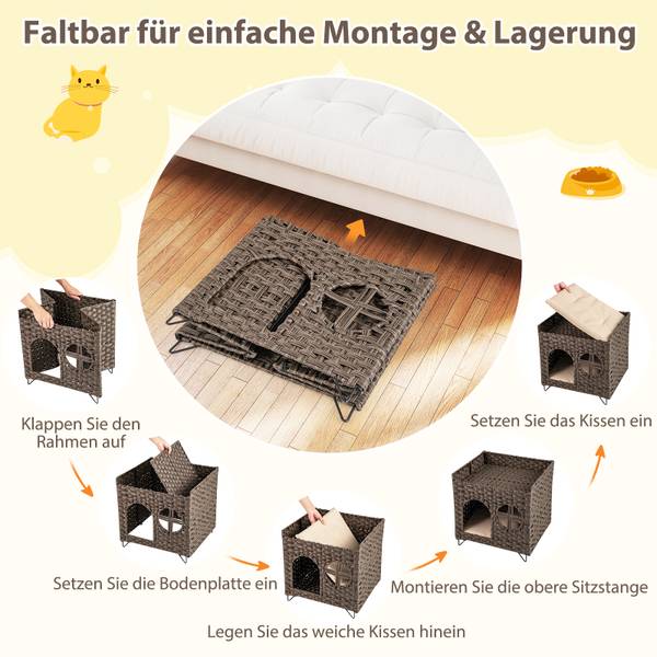 Katzenhaus BH32415NZDE Braun - Rattan - 45 x 50 x 51 cm