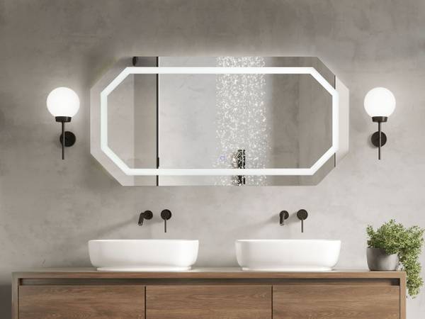Badezimmerspiegel LOCMARIAQUER Silber - Kunststoff - 120 x 60 x 4 cm