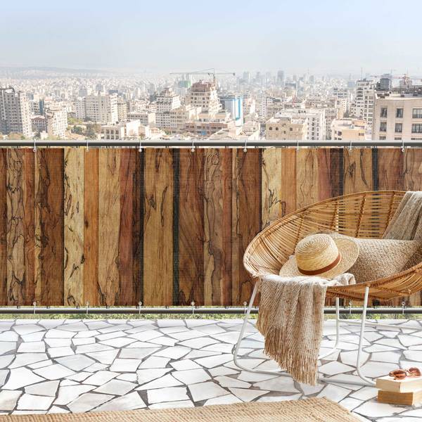 Balkon Sichtschutz Woody Flamed 350 x 75 cm