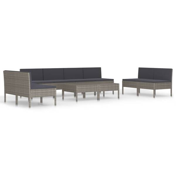 Garten-Lounge-Set 3009677-7 10-teilig Grau - Polyester - Stahl - 60 x 35 x 60 cm