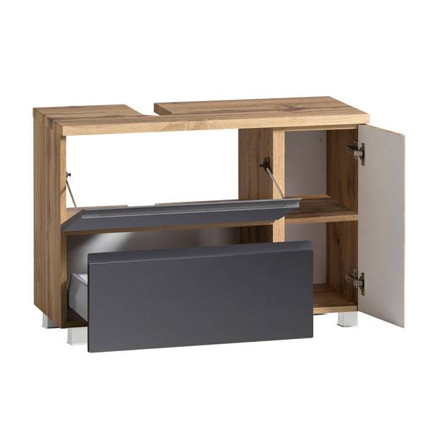 Badmöbel-Set VASTO-03-33 3er-Set Grau - Spiegelglas - 165 x 200 x 35 cm