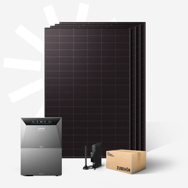 Balkonkraftwerk 2000W Solarbank 4 4-tlg. Ohne Halterung