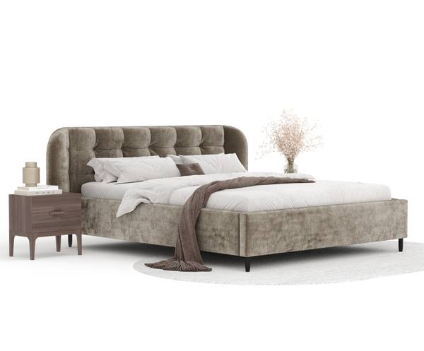 Gestoffeerde bed Nuno III beige - Ligoppervlak breedte: 120 cm