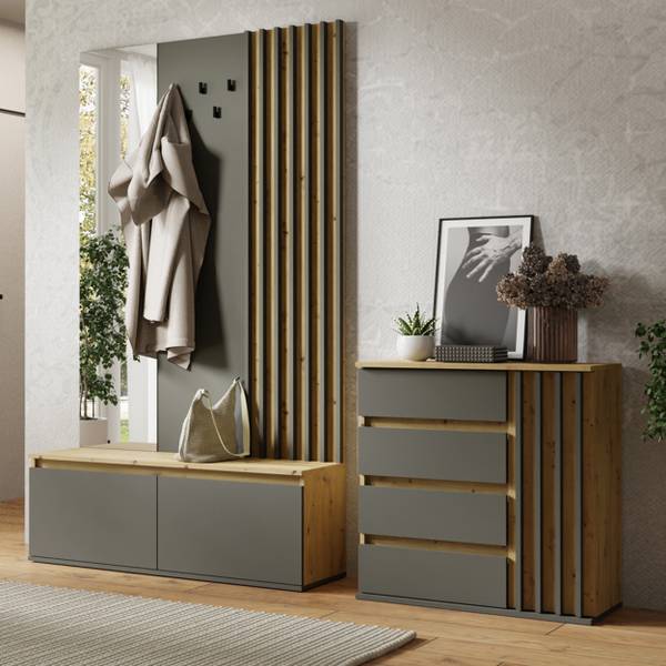 Armoires vestiaires CORRIDI Marron - Gris - Bois manufacturé - 120 x 202 x 34 cm