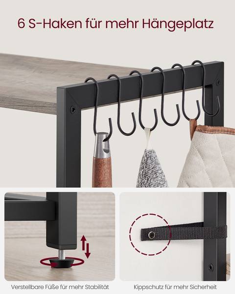 Etagère de cuisine Vienne Noir - Bois manufacturé - 80 x 95 x 35 cm