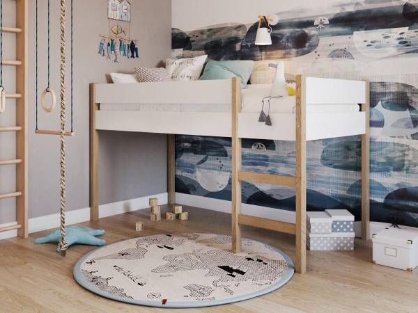 Hoogslaper GROTT wit - grenenhout - 99 x 120 x 208 cm