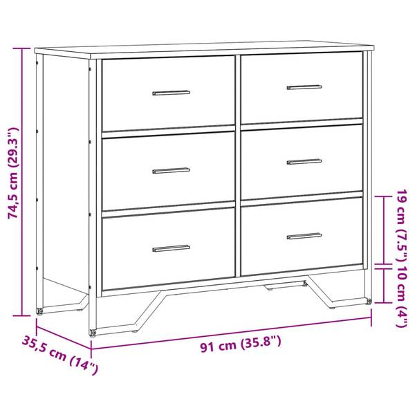 Kommode XT5918 Grau - Holzwerkstoff - 36 x 75 x 91 cm