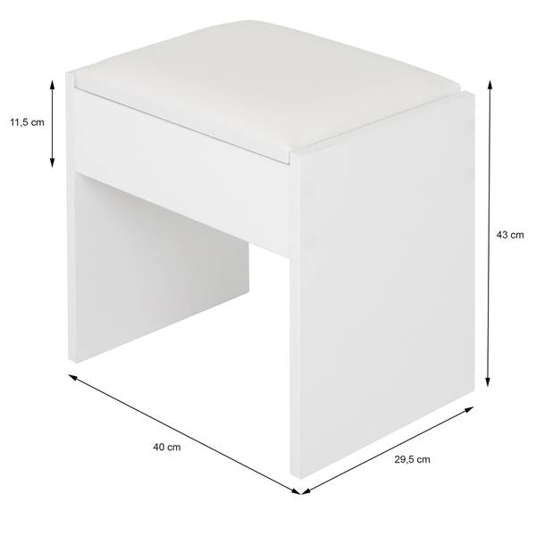 Schminktisch mit Hocker YORK Weiß - Holzwerkstoff - 40 x 140 x 108 cm