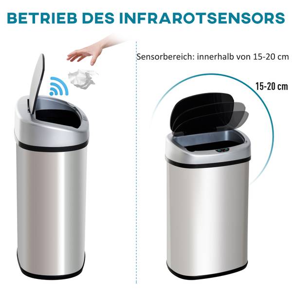 Mülleimer BB5102 Silber - Metall - 25 x 58 x 33 cm