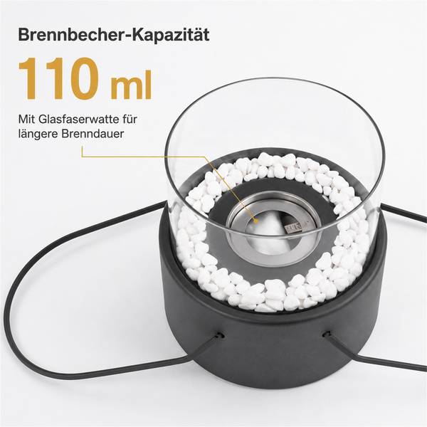 Tischkamin|Tischfeuer|Ethanolkamin Nypon Schwarz - Metall - 16 x 17 x 16 cm