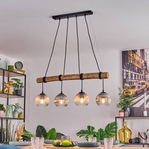 Pendelleuchte Cesaro Braun - Grau - Holzwerkstoff - Metall - 14 x 150 x 80 cm