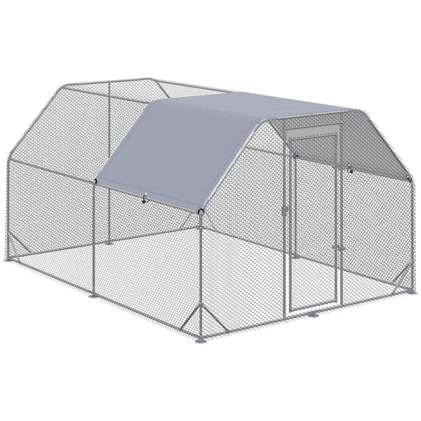 Hühnergehege CP352 Silber - Metall - 380 x 195 x 280 cm