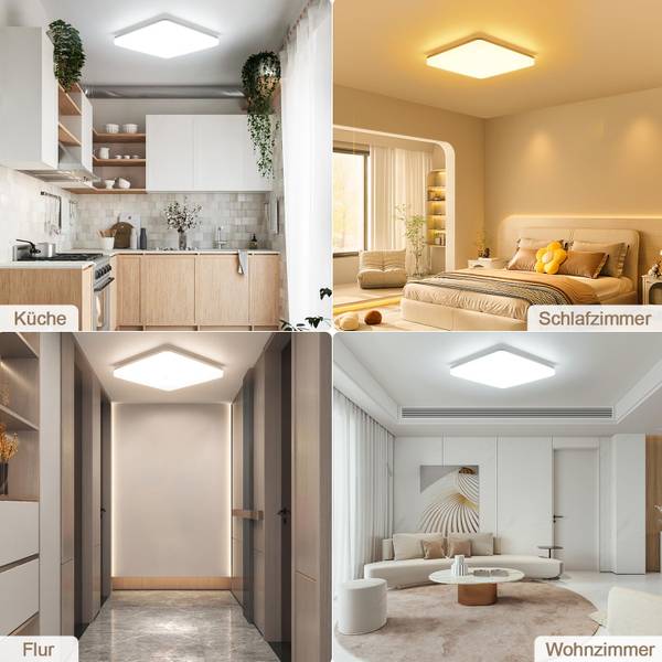 Led Deckenleuchte Dimmbar CE1264 Weiß - Kunststoff - Polyrattan - 34 x 6 x 34 cm