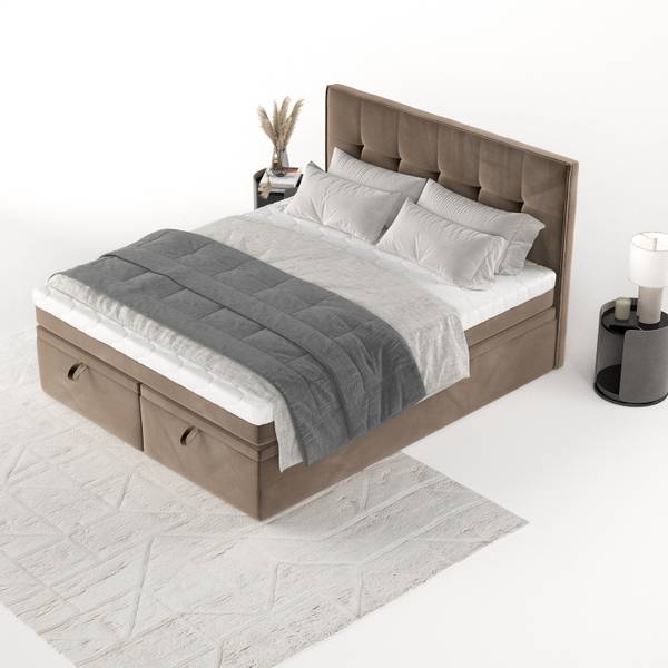 Boxspringbett ARIVO mit Stauraum Paros Braun - Liegefläche Breite: 140 cm