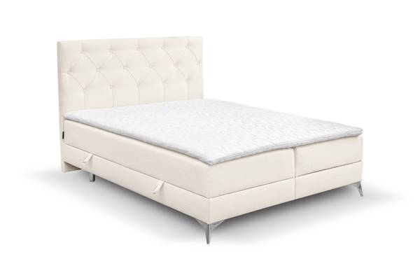 Boxspringbett Lilotte Taschenfederkern Ecru - Breite: 140 cm