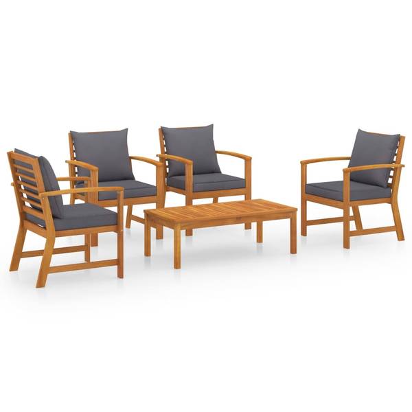 Gartenmöbel-Set 3009696-3 (5-teilig) Braun - Dunkelgrau - Grau