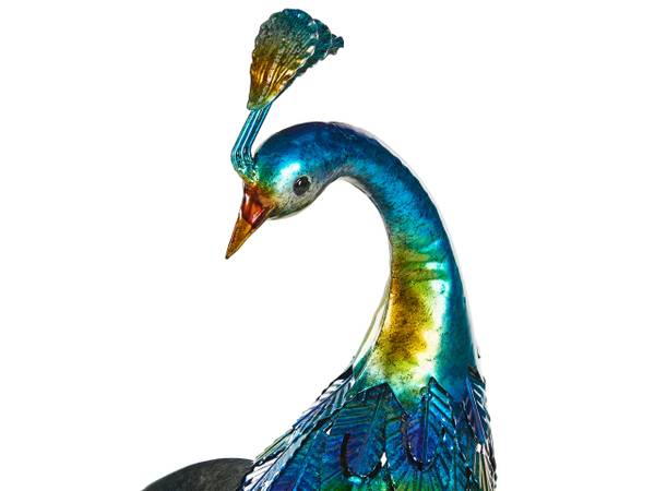 Gartenfigur PEACOCK Blau - Metall - 26 x 75 x 18 cm