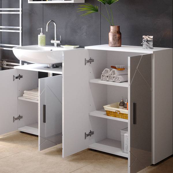 Meuble Bas De Salle De Bain Irma Vicco Avec Vasque - Blanc - 60x30x59 Cm - Neuf