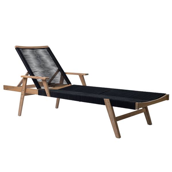 Gartenliege BALI ROPE Braun - Grau - Polyester - Akazie - 60 x 35 x 200 cm