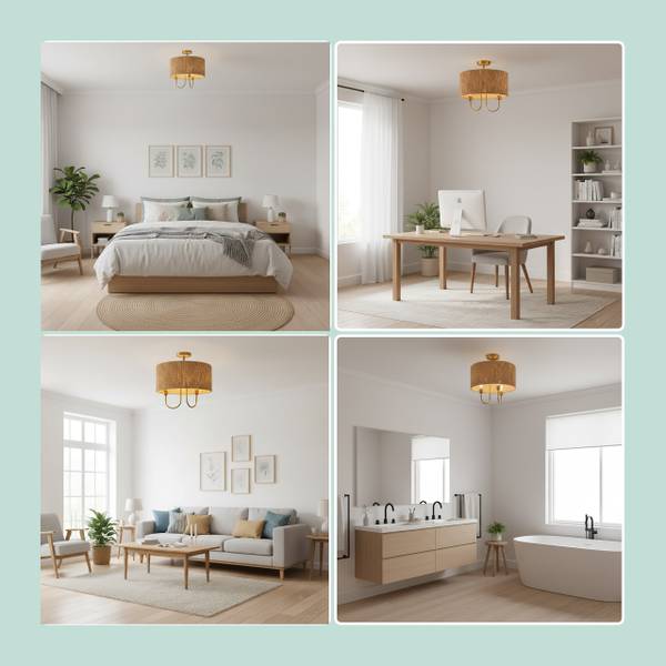 2-flammige Deckenlampe Braun - Gold - Eisen - 35 x 35 x 35 cm
