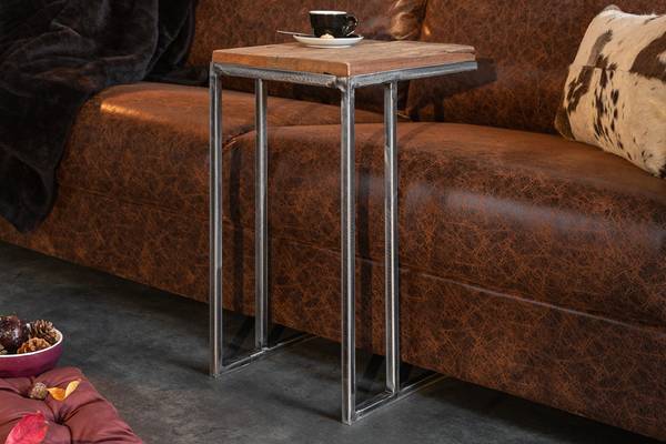 Beistelltische BARRACUDA 2er Set Schwarz - Braun - Metall - Massivholz - 45 x 60 x 32 cm