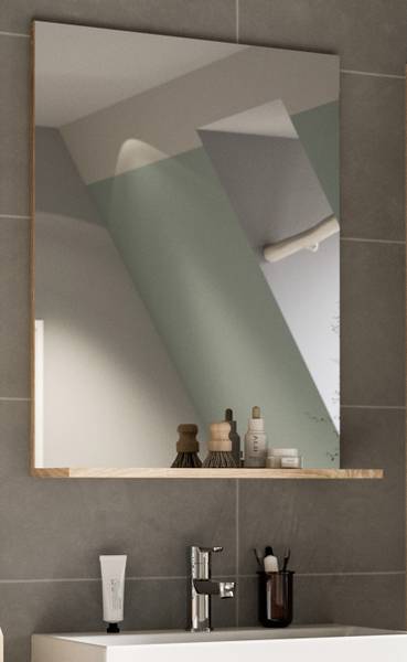 Badezimmer Spiegel Mambo Braun - Holzwerkstoff - Glas - Metall - 60 x 79 x 18 cm