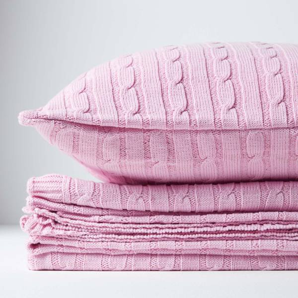 Couverture CABLETHROW Rose clair - 130 x 170 cm