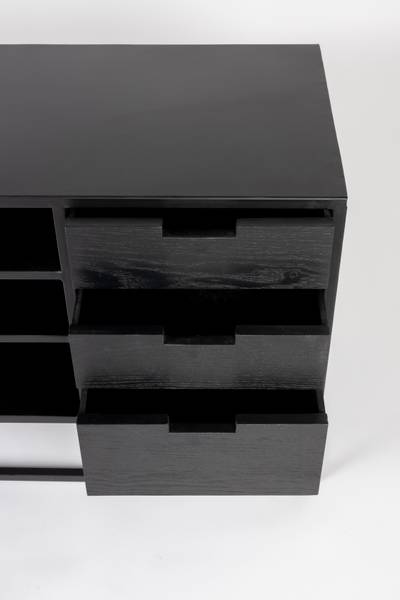 Beistelltisch LI Schwarz - Massivholz - 38 x 55 x 150 cm