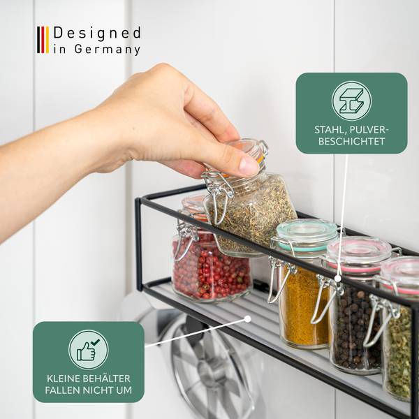Gewürzwandablage 44044 Schwarz - Metall - 29 x 10 x 13 cm