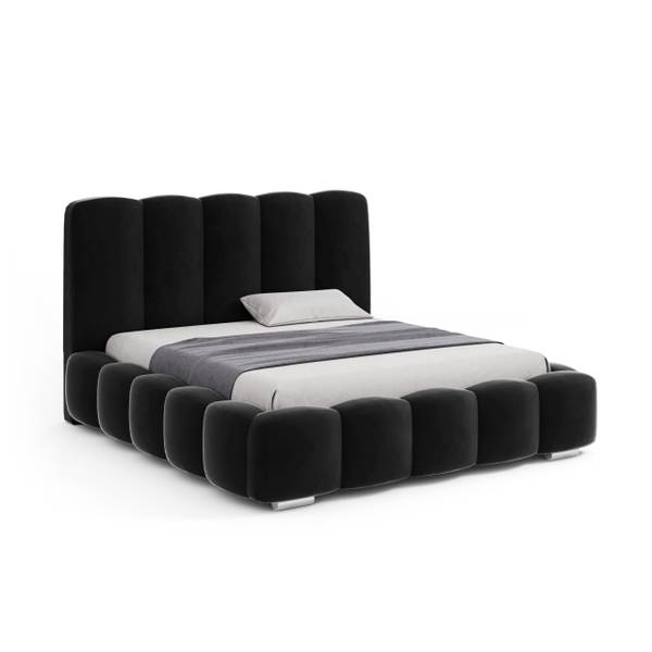 Gestoffeerd bed Leytron zwart - Breedte: 188 cm