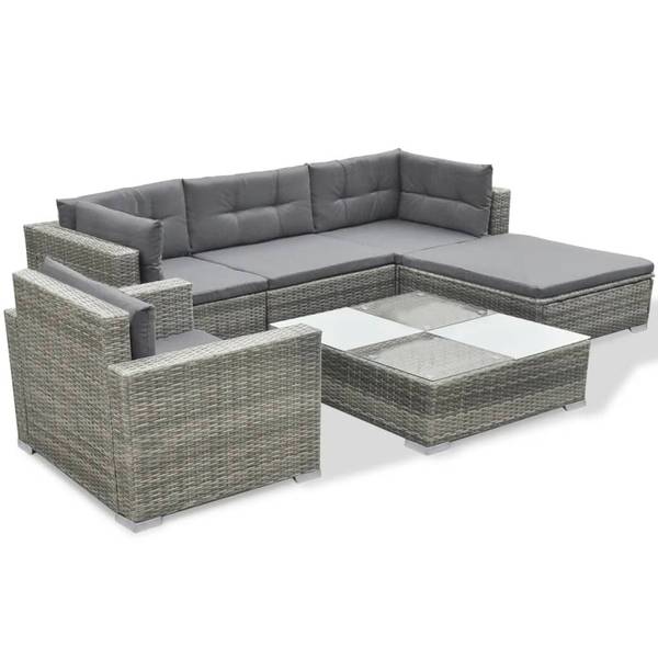Tuinbankenset 293835 Set van 6 grijs - staal - polyethyleen - 74 x 26 x 74 cm