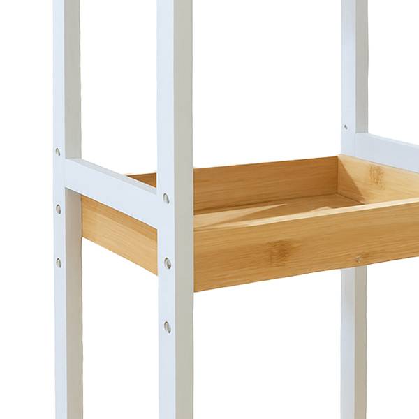 Chariot en bambou 3 étagères Marron - Blanc - Bambou - Bois manufacturé - 30 x 80 x 20 cm