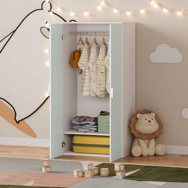 Kinderkleiderschrank Sandnes Hellgrün - Mint - Weiß