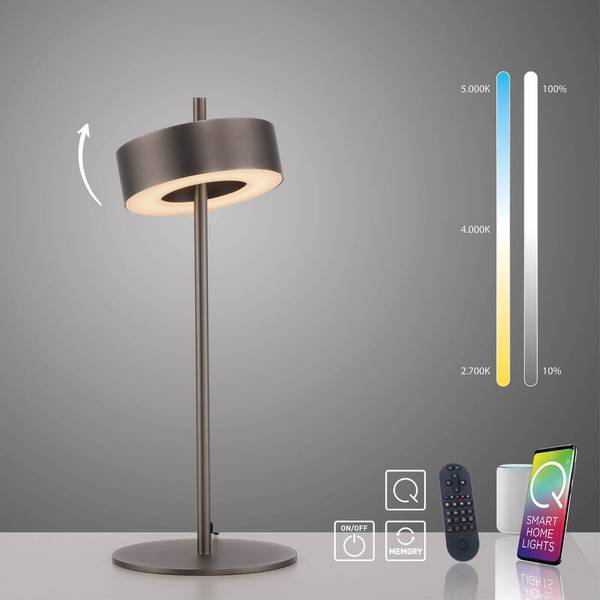 LED Tischleuchte Q-Rotate smarthome Braun
