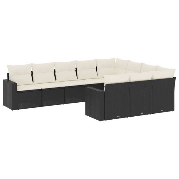 Garten-Lounge-Set 3034343-1 10-teilig Schwarz - Creme
