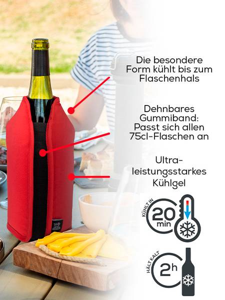 Frizz Elastischer Wein- und Sektkühler Rot