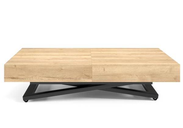 Couchtisch höhenverstellbar Elano Braun - Eiche - 80 x 80 x 200 cm
