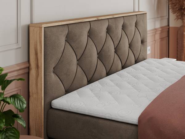 Boxspringbett VENETO KING Braun - Eiche Dekor - Breite: 208 cm - H3 - Textil